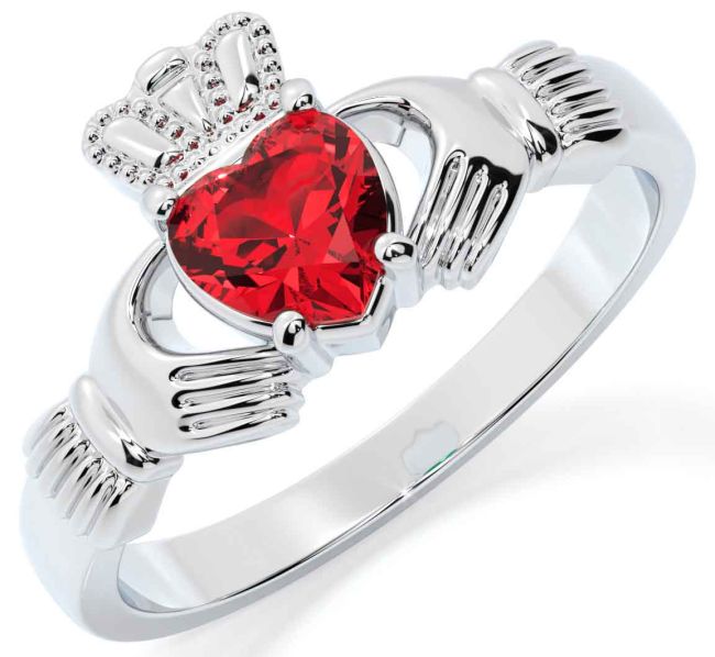 Ruby White Gold Claddagh Ring