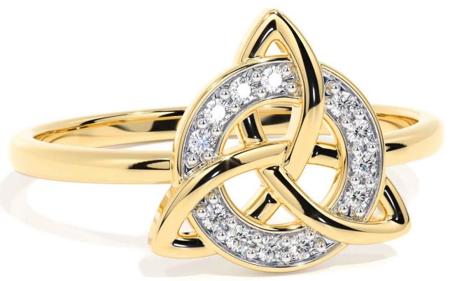 Diamond Gold Celtic Trinity Knot Ring