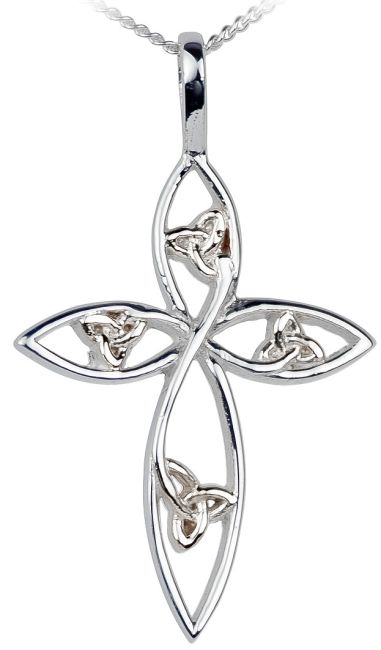 Silver Celtic Knot Cross Pendant Necklace