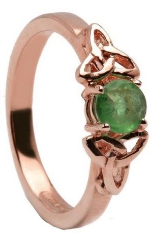 10K/14K18K Rose Gold Genuine Emerald Celtic Engagement Ring