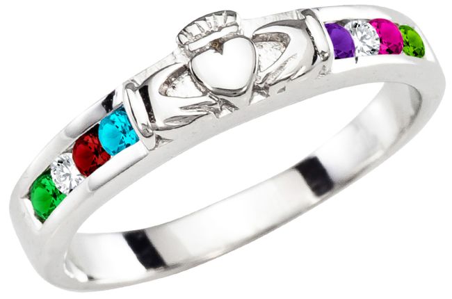 Mother's Diamond Silver Claddagh Ring