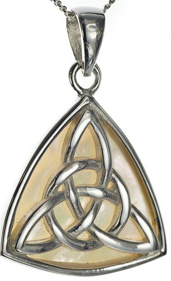 Pearl Silver Celtic Knot Pendant Necklace