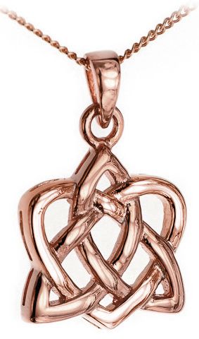 14K Rose Gold Silver Celtic Knot Heart Sister Pendant Necklace