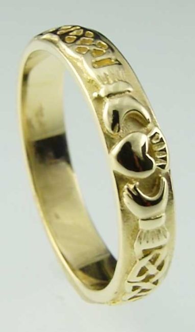 Ladies 10K/14K/18K Yellow Gold Celtic Claddagh Wedding Ring