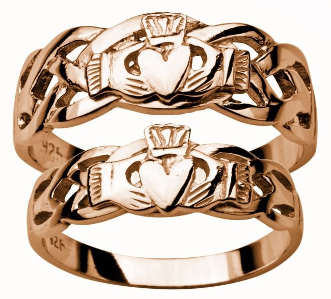 Classic 14k Rose Gold Irish Heart Claddagh Wedding Engagement Ring 