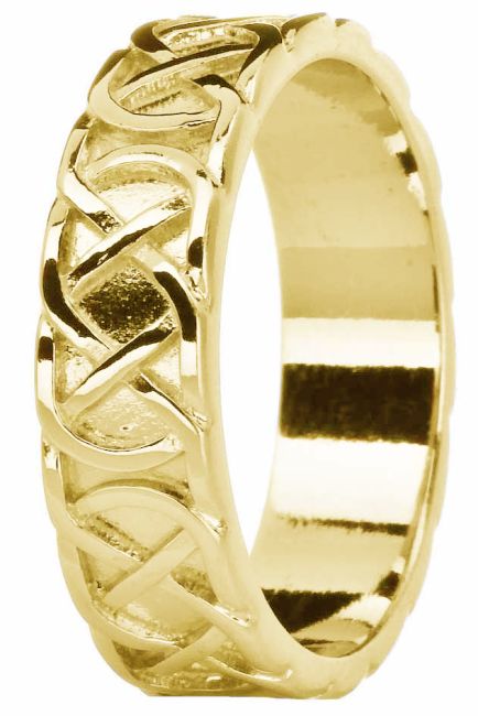 Mens 14K Yellow Gold Silver Celtic Eternity Knot Ring